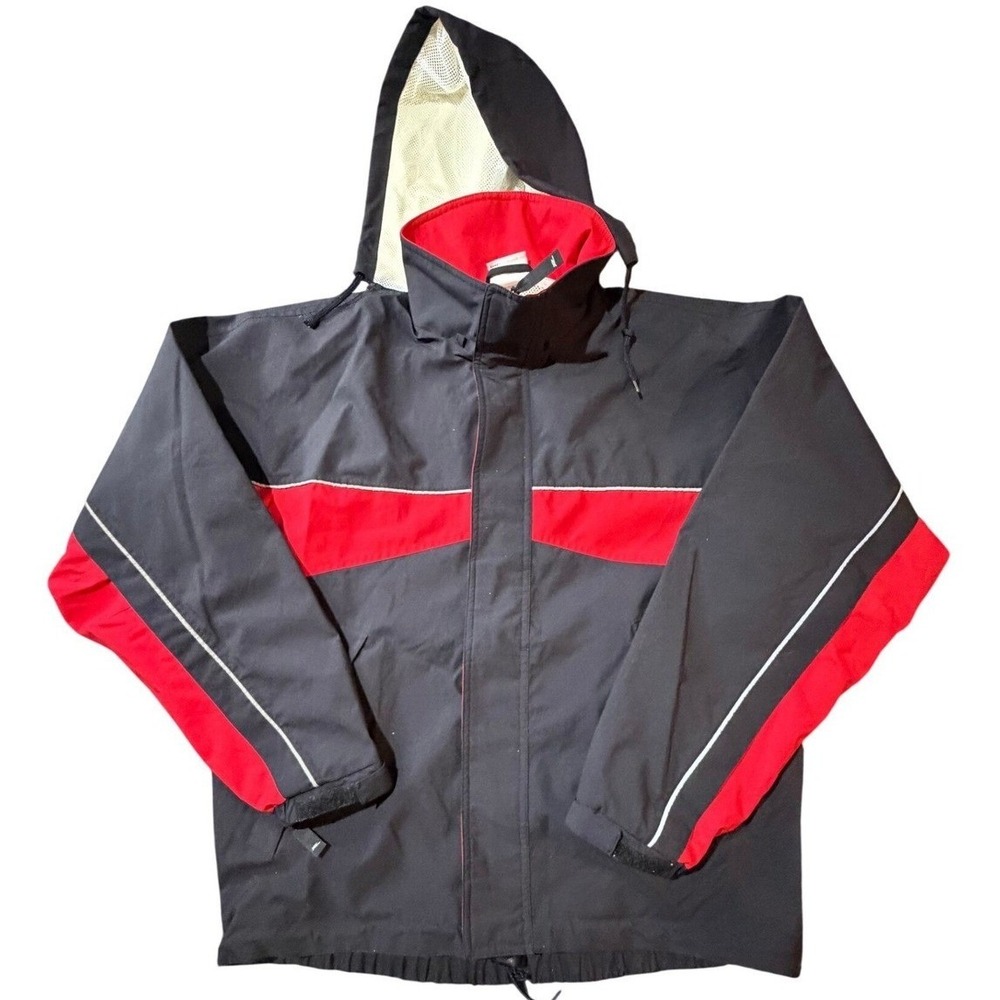 Road Runner Sports Gore-Tex Hooded Jacket Mens Medium Black Red‎ Waterproof Rain